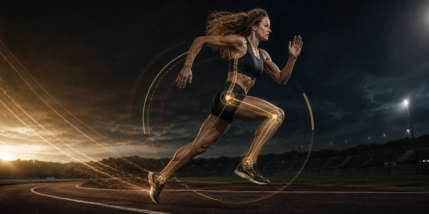 Atleta corriendo en una pista de entrenamiento